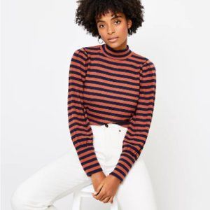NWT LOFT Women's Striped Mock Neck Top